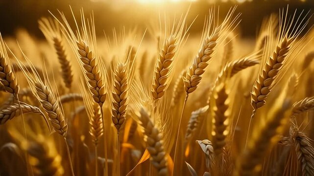 Golden Wheat Field at Sunset, Mature Grain
