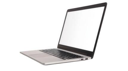 Laptop with white screen isolated on transparent background for presentation