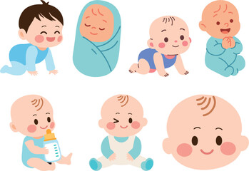 a set vector of babies