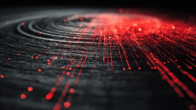 red binary code a swirling red and black paint texture on a dark background, with a central red swirl.