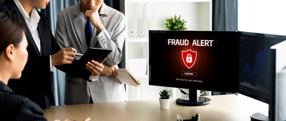 Cyber security software show alert of cyber attack for protection brisk. Danger from virus,...