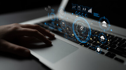 An advanced AI system for business and financial analysis. A futuristic interface for commanding an...