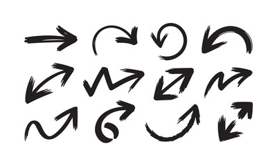 Collection of hand drawn black arrows on white