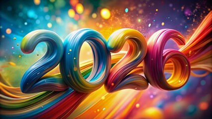 Year 2026 colorful celebration new year future holiday event date number design bright