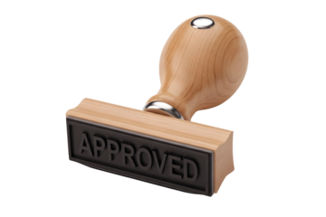 Wooden approved stamp isolated on transparent background