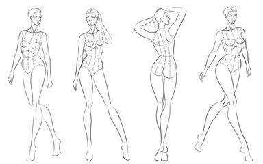 Fashion figure ten heads design template croquis wearing bodice