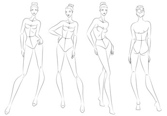 Fashion figure ten heads design template croquis wearing bodice