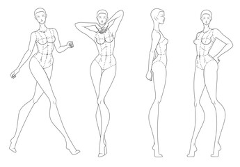 Fashion figure ten heads design template croquis wearing bodice