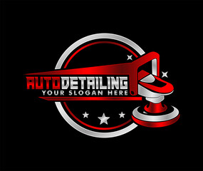 car auto detailing service polisher logo design emblem vector illustration modern 