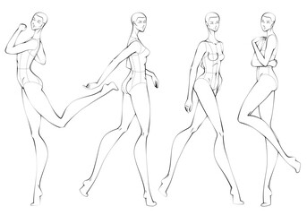 Fashion figure ten heads design template croquis wearing bodice