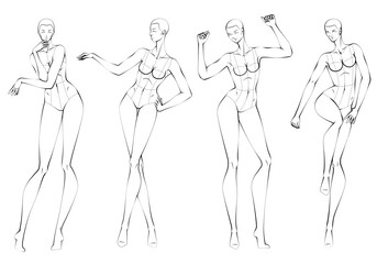 Fashion figure ten heads design template croquis wearing bodice