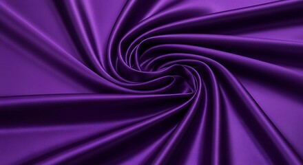 Obraz premium Purple satin fabric draped in a spiral pattern, creating a swirling, luxurious texture with smooth folds and rich color.
