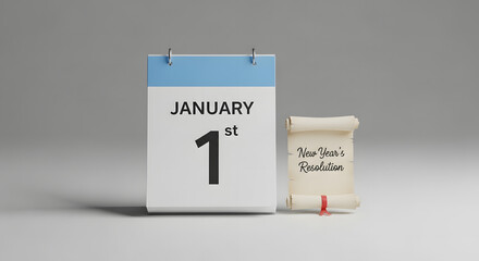 january 1st Calendar and New Year's Resolution Scroll