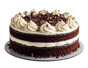 Delicious Chocolate Cake with Cream Frosting and Chocolate Shavings.