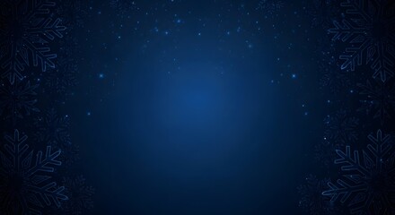Abstract dark blue background with subtle glowing particles and bokeh effects
