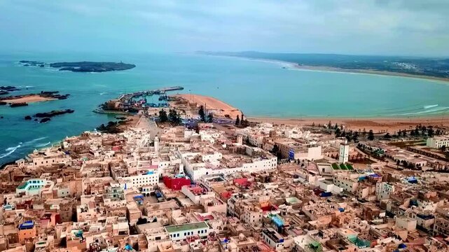 Essaouira's Coastal Charm An Aerial View of the Historic Port City