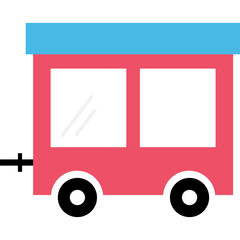 Cute Pink Train Carriage With Blue Roof Isolated On Transparent Background Simple Cartoon Style Transportation Element For Children Design