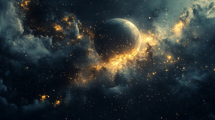 Dramatic planet in nebula