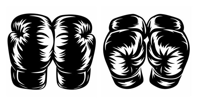 Pair of black boxing gloves graphic symbol representing combat sports and athleticism
