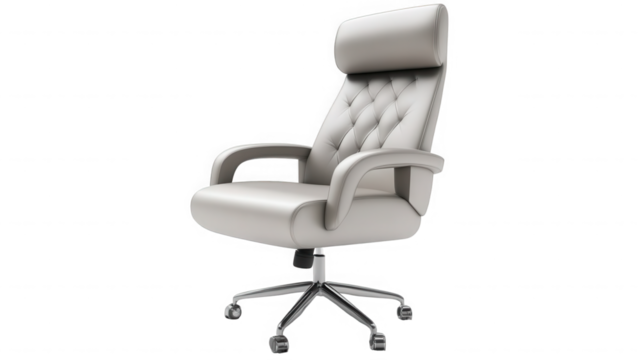 Comfortable office chair isolated on transparent background for business workplace
