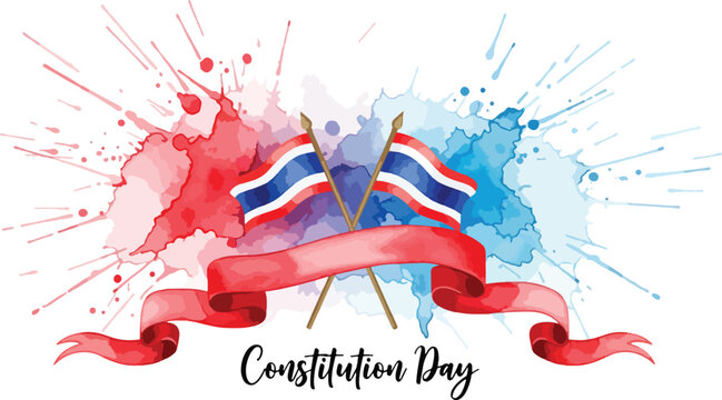Vector Thai Flag Constitution Day Abstract Design Splash