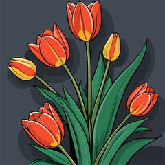 vector image of beautiful tulips