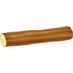 A realistic illustration of a brown wooden log with visible grain texture and a light end grain on a transparent background