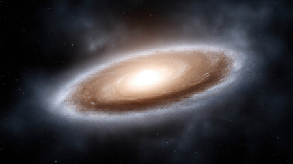 Fototapeta premium Conceptual Galaxy Core Rendered with Soft Gradients and Cosmic Elements in a Deep Space Atmosphere