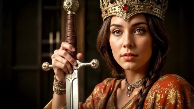 The young queen is ready for war. Excalibur becomes the personification of royal virtue: wisdom, courage,