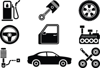 Fototapeta premium Collection of Car Parts and Service Icons