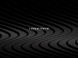 Abstract futuristic dark black background with wave design. Realistic 3d wallpaper with luxurious flowing lines. Perfect background for posters, websites, brochures, banners, applications, etc.