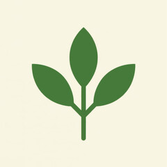 Simple Green Plant Icon with Three Leaves.