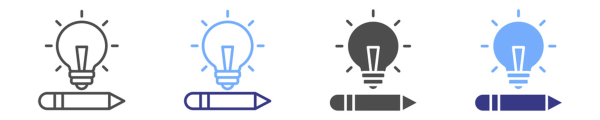 design thinking icon set multiple style