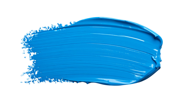 textured abstract blue paint stroke isolated on transparent background, png