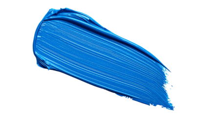 textured abstract blue paint stroke isolated on transparent background, png