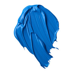 textured abstract blue paint stroke isolated on transparent background, png