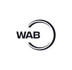 Fototapeta premium WAB set ,WAB logo. W A B design. White WAB letter. WAB, W A B letter logo design. Initial letter WAB letter logo set, linked circle uppercase monogram logo. W A B letter logo vector design.