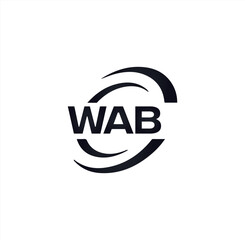 WAB set ,WAB logo. W A B design. White WAB letter. WAB, W A B letter logo design. Initial letter WAB letter logo set, linked circle uppercase monogram logo. W A B letter logo vector design.