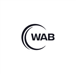 WAB set ,WAB logo. W A B design. White WAB letter. WAB, W A B letter logo design. Initial letter WAB letter logo set, linked circle uppercase monogram logo. W A B letter logo vector design.