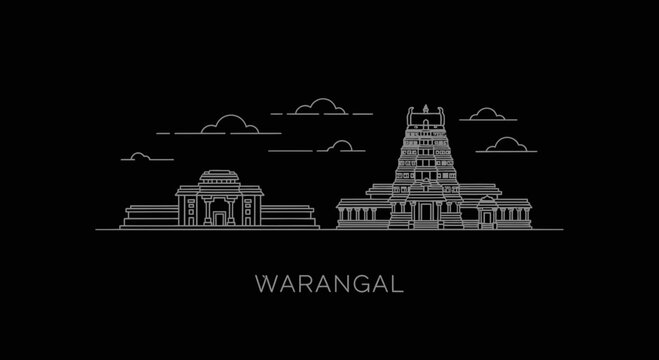Warangal Telangana India Skyline Line Art