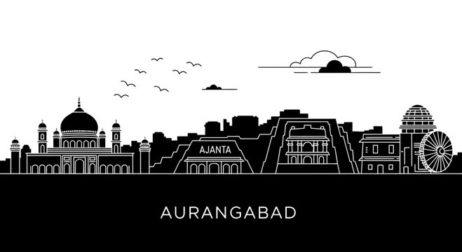 Aurangabad India City Skyline Silhouette Vector
