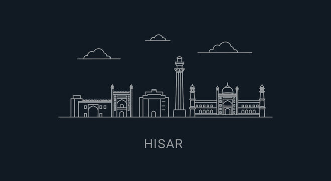 Hisar City Skyline Icon Landmark Outline Vector