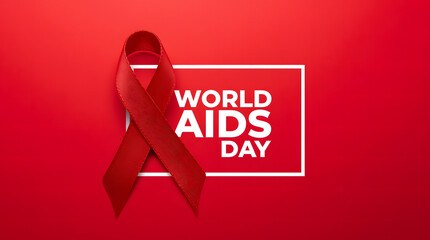 World Aids Day concept with red ribbon of aids awareness