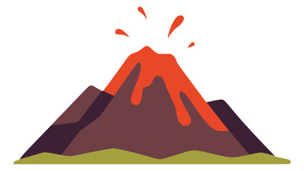 erupting mountain volcano hot lava nature landscape scenery flat color vector illustration template design