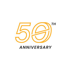 50 Th Anniversary Celebration Flat Line Vector Template Design Illustration