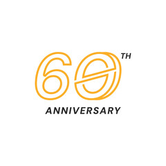 60 Th Anniversary Celebration Flat Line Vector Template Design Illustration