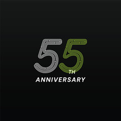55 Th Anniversary Celebration Flat Line Vector Template Design Illustration
