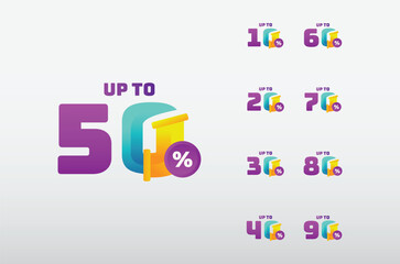 Discount up to 50% off sale  set Vector Template Design Illustration