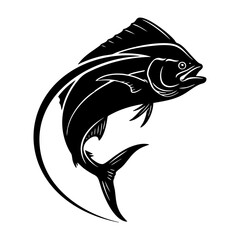 Stylized Mahi Mahi Silhouette with Motion Swoosh Line Art