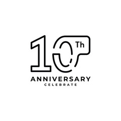 10 Th Anniversary Celebration Flat Line Vector Template Design Illustration